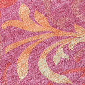 HomeRoots 9' Floral Washable Area Rug - Blush Orange and Ivory Design for Indoor & Outdoor Spaces, Easy Care 9' X 12' 585770