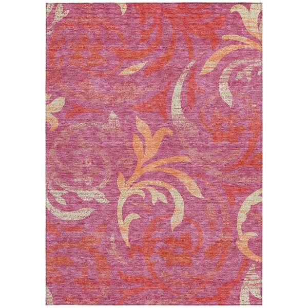 Homeroots 3' Beige Taupe And Copper Floral Area Rug - Durable, Washable Design For Indoor And Outdoor Spaces 10' X 14' Polyester 585771