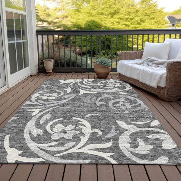 Homeroots 3' Beige Taupe And Copper Floral Area Rug - Durable, Washable Design For Indoor And Outdoor Spaces 3' X 5' Polyester 585772