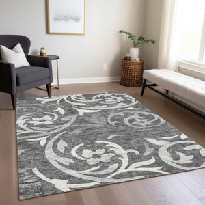 Homeroots 3' Beige Taupe And Copper Floral Area Rug - Durable, Washable Design For Indoor And Outdoor Spaces 3' X 5' Polyester 585772