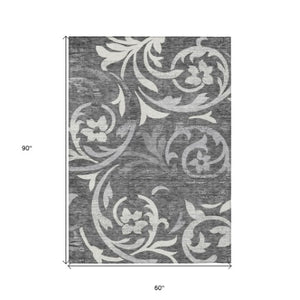 Homeroots 3' Beige Taupe And Copper Floral Area Rug - Durable, Washable Design For Indoor And Outdoor Spaces 5' X 8' Polyester 585773