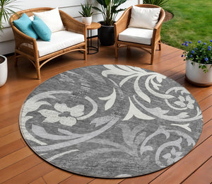 Homeroots 3' Beige Taupe And Copper Floral Area Rug - Durable, Washable Design For Indoor And Outdoor Spaces 8' Round Polyester 585774