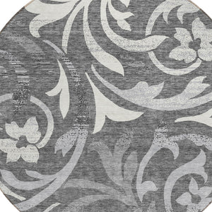 Homeroots 3' Beige Taupe And Copper Floral Area Rug - Durable, Washable Design For Indoor And Outdoor Spaces 8' Round Polyester 585774