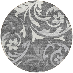 Homeroots 3' Beige Taupe And Copper Floral Area Rug - Durable, Washable Design For Indoor And Outdoor Spaces 8' Round Polyester 585774