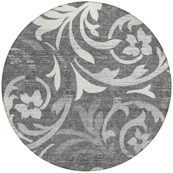 Homeroots 3' Beige Taupe And Copper Floral Area Rug - Durable, Washable Design For Indoor And Outdoor Spaces 8' Round Polyester 585774