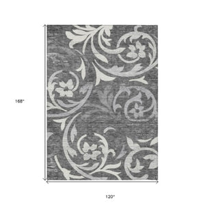 Homeroots 3' Beige Taupe And Copper Floral Area Rug - Durable, Washable Design For Indoor And Outdoor Spaces 10' X 14' Polyester 585777