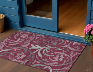 Homeroots 3' Beige Taupe And Copper Floral Area Rug - Durable, Washable Design For Indoor And Outdoor Spaces 3' X 5' Polyester 585778