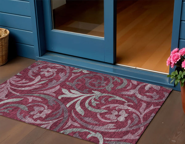 Homeroots 3' Beige Taupe And Copper Floral Area Rug - Durable, Washable Design For Indoor And Outdoor Spaces 3' X 5' Polyester 585778