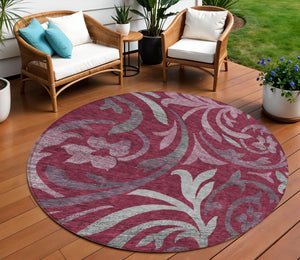 Homeroots 3' Beige Taupe And Copper Floral Area Rug - Durable, Washable Design For Indoor And Outdoor Spaces 8' Round Polyester 585780