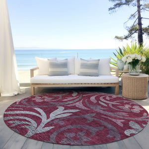 Homeroots 3' Beige Taupe And Copper Floral Area Rug - Durable, Washable Design For Indoor And Outdoor Spaces 8' Round Polyester 585780