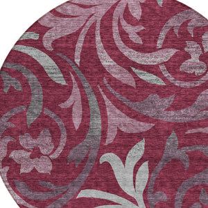 Homeroots 3' Beige Taupe And Copper Floral Area Rug - Durable, Washable Design For Indoor And Outdoor Spaces 8' Round Polyester 585780