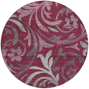 Homeroots 3' Beige Taupe And Copper Floral Area Rug - Durable, Washable Design For Indoor And Outdoor Spaces 8' Round Polyester 585780