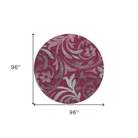 Homeroots 3' Beige Taupe And Copper Floral Area Rug - Durable, Washable Design For Indoor And Outdoor Spaces 8' Round Polyester 585780