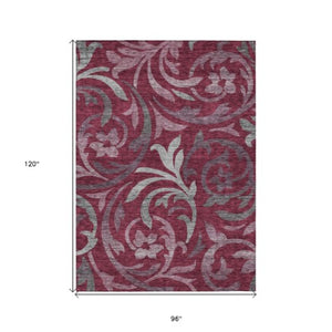 Homeroots 3' Beige Taupe And Copper Floral Area Rug - Durable, Washable Design For Indoor And Outdoor Spaces 8' X 10' Polyester 585781
