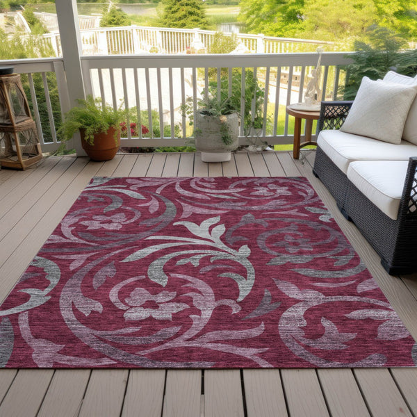Homeroots 3' Beige Taupe And Copper Floral Area Rug - Durable, Washable Design For Indoor And Outdoor Spaces 9' X 12' Polyester 585782