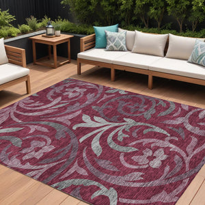 Homeroots 3' Beige Taupe And Copper Floral Area Rug - Durable, Washable Design For Indoor And Outdoor Spaces 10' X 14' Polyester 585783