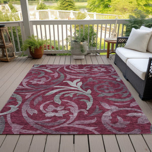 Homeroots 3' Beige Taupe And Copper Floral Area Rug - Durable, Washable Design For Indoor And Outdoor Spaces 10' X 14' Polyester 585783
