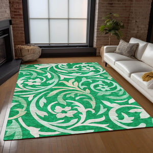 Homeroots 3' Beige Taupe And Copper Floral Area Rug - Durable, Washable Design For Indoor And Outdoor Spaces 3' X 5' Polyester 585784