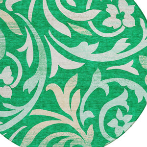 Homeroots 3' Beige Taupe And Copper Floral Area Rug - Durable, Washable Design For Indoor And Outdoor Spaces 8' Round Polyester 585786