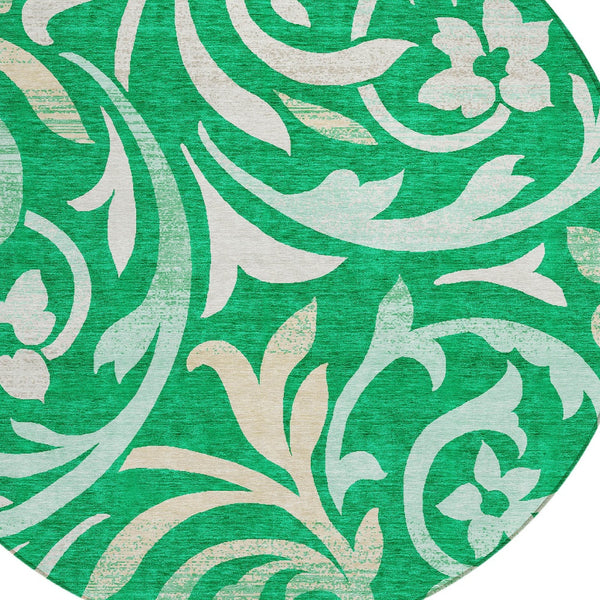 Homeroots 3' Beige Taupe And Copper Floral Area Rug - Durable, Washable Design For Indoor And Outdoor Spaces 8' Round Polyester 585786