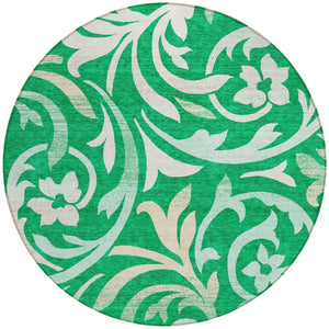 Homeroots 3' Beige Taupe And Copper Floral Area Rug - Durable, Washable Design For Indoor And Outdoor Spaces 8' Round Polyester 585786