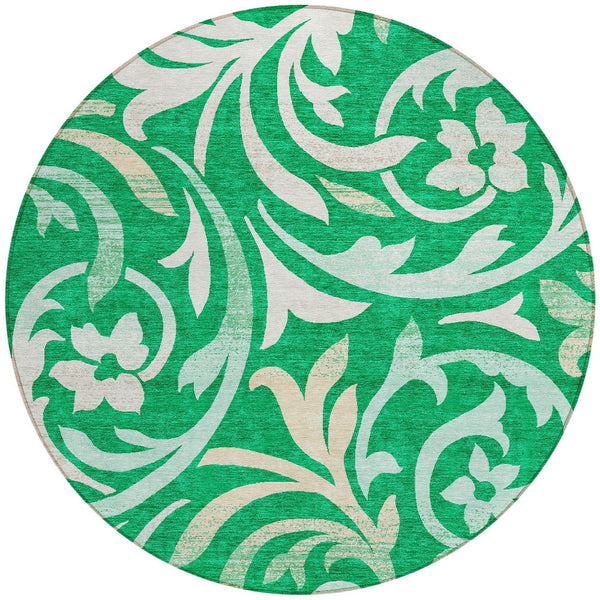 Homeroots 3' Beige Taupe And Copper Floral Area Rug - Durable, Washable Design For Indoor And Outdoor Spaces 8' Round Polyester 585786