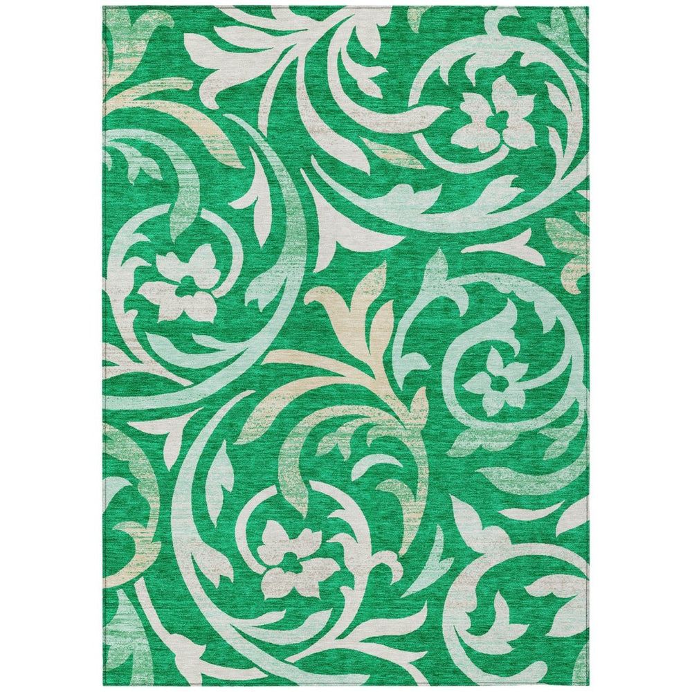 HomeRoots 9' Mint Green and Ivory Floral Area Rug - Washable, Durable, Indoor-Outdoor Charm for Any Space 9' X 12' 585788