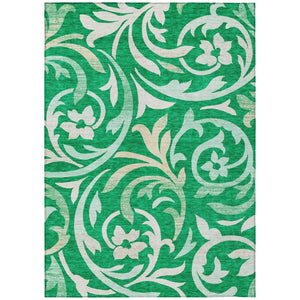 HomeRoots 9' Mint Green and Ivory Floral Area Rug - Washable, Durable, Indoor-Outdoor Charm for Any Space 9' X 12' 585788