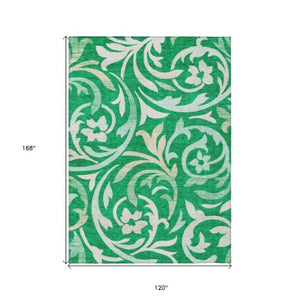 Homeroots 3' Beige Taupe And Copper Floral Area Rug - Durable, Washable Design For Indoor And Outdoor Spaces 10' X 14' Polyester 585789