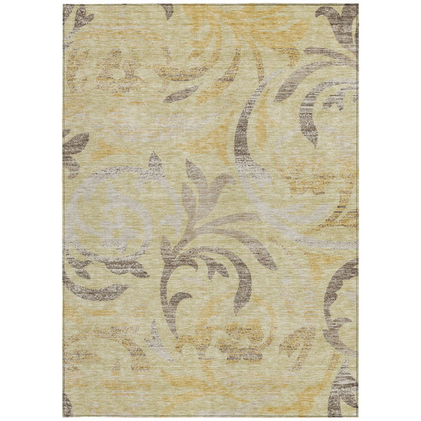 Homeroots 3' Beige Taupe And Copper Floral Area Rug - Durable, Washable Design For Indoor And Outdoor Spaces 3' X 5' Polyester 585790