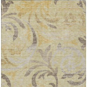 Homeroots 3' Beige Taupe And Copper Floral Area Rug - Durable, Washable Design For Indoor And Outdoor Spaces 5' X 8' Polyester 585791