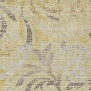 Homeroots 3' Beige Taupe And Copper Floral Area Rug - Durable, Washable Design For Indoor And Outdoor Spaces 5' X 8' Polyester 585791
