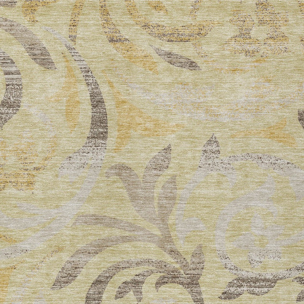 Homeroots 3' Beige Taupe And Copper Floral Area Rug - Durable, Washable Design For Indoor And Outdoor Spaces 5' X 8' Polyester 585791
