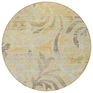 Homeroots 3' Beige Taupe And Copper Floral Area Rug - Durable, Washable Design For Indoor And Outdoor Spaces 8' Round Polyester 585792