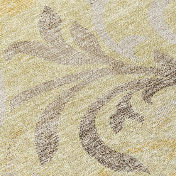 Homeroots 3' Beige Taupe And Copper Floral Area Rug - Durable, Washable Design For Indoor And Outdoor Spaces 8' Round Polyester 585792