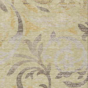 Homeroots 3' Beige Taupe And Copper Floral Area Rug - Durable, Washable Design For Indoor And Outdoor Spaces 8' X 10' Polyester 585793