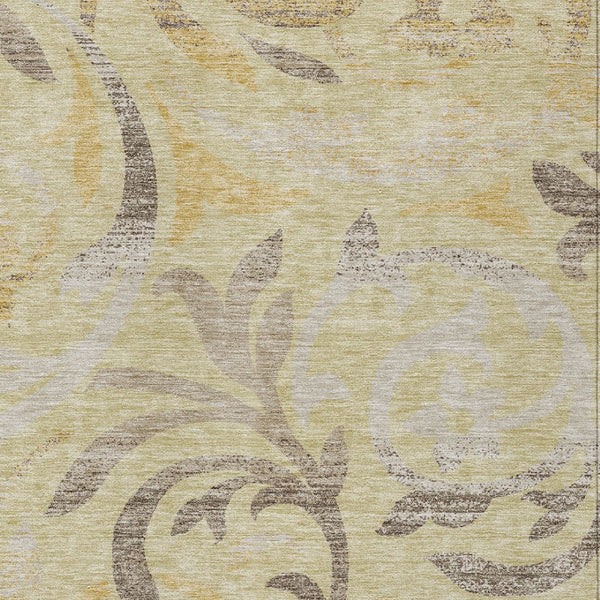 Homeroots 3' Beige Taupe And Copper Floral Area Rug - Durable, Washable Design For Indoor And Outdoor Spaces 8' X 10' Polyester 585793