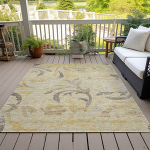 Homeroots 3' Beige Taupe And Copper Floral Area Rug - Durable, Washable Design For Indoor And Outdoor Spaces 9' X 12' Polyester 585794