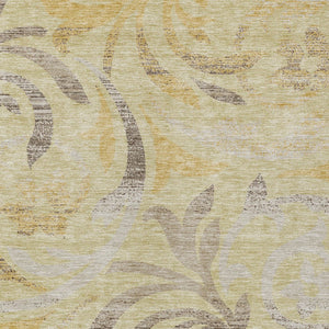 Homeroots 3' Beige Taupe And Copper Floral Area Rug - Durable, Washable Design For Indoor And Outdoor Spaces 9' X 12' Polyester 585794