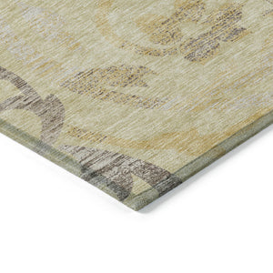 Homeroots 3' Beige Taupe And Copper Floral Area Rug - Durable, Washable Design For Indoor And Outdoor Spaces 10' X 14' Polyester 585795