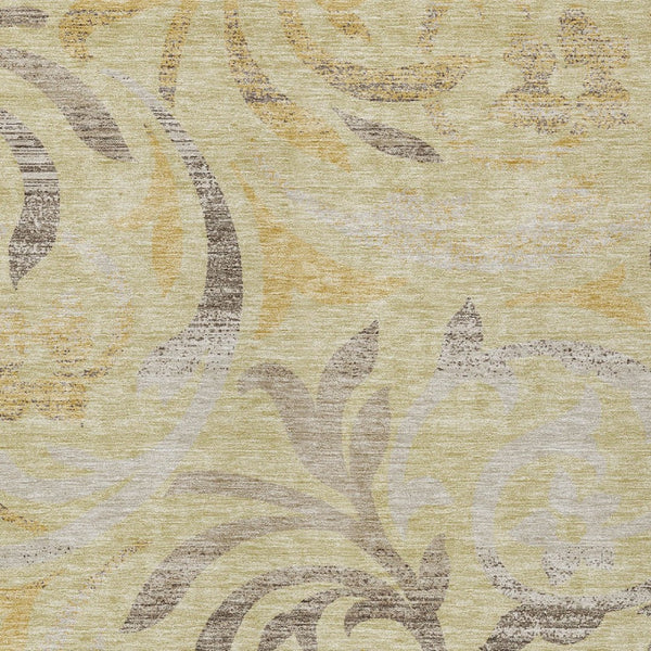 Homeroots 3' Beige Taupe And Copper Floral Area Rug - Durable, Washable Design For Indoor And Outdoor Spaces 10' X 14' Polyester 585795