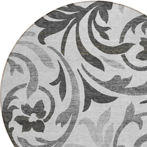 Homeroots 3' Beige Taupe And Copper Floral Area Rug - Durable, Washable Design For Indoor And Outdoor Spaces 8' Round Polyester 585798