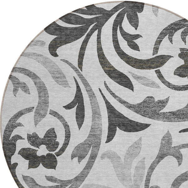 Homeroots 3' Beige Taupe And Copper Floral Area Rug - Durable, Washable Design For Indoor And Outdoor Spaces 8' Round Polyester 585798