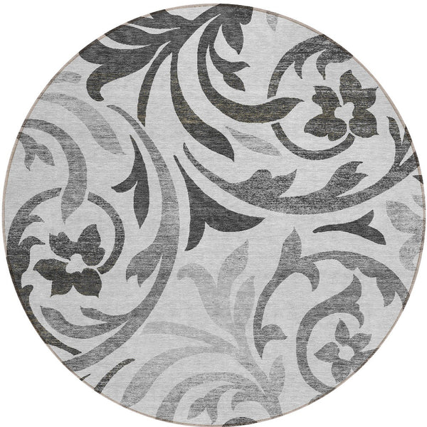 Homeroots 3' Beige Taupe And Copper Floral Area Rug - Durable, Washable Design For Indoor And Outdoor Spaces 8' Round Polyester 585798