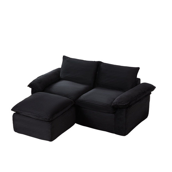 English Elm Modern Corduroy Cloud Sofa - Stylish Modular Design For Comfort & Versatile Living Spaces, Black W3396S00019