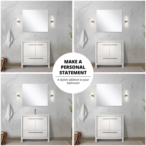 English Elm White Bath Vanity With Cultured Marble Top & Chrome Faucet - Elegant Storage Solution For Your Bathroom B2731P259379-GIGA