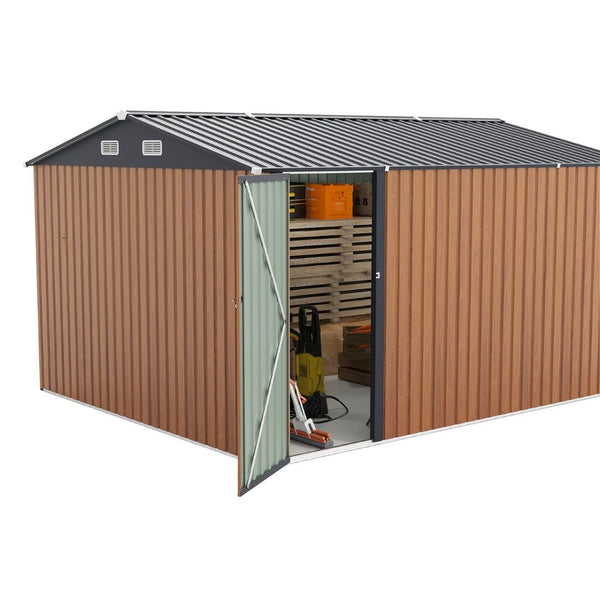 English Elm Campcraft Galvanized Steel Outdoor Storage Shed with Triple Lockable Doors and Vents W1598S00036