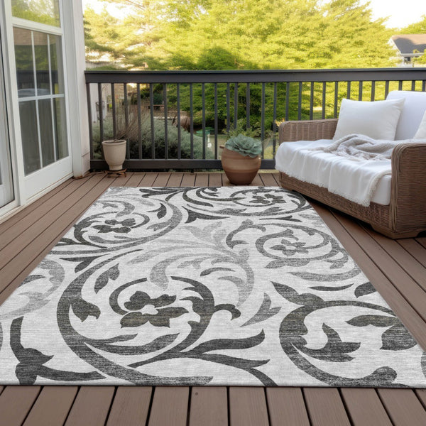 Homeroots 3' Beige Taupe And Copper Floral Area Rug - Durable, Washable Design For Indoor And Outdoor Spaces 10' X 14' Polyester 585801
