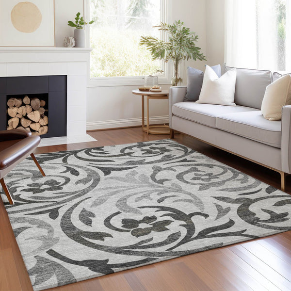 Homeroots 3' Beige Taupe And Copper Floral Area Rug - Durable, Washable Design For Indoor And Outdoor Spaces 10' X 14' Polyester 585801