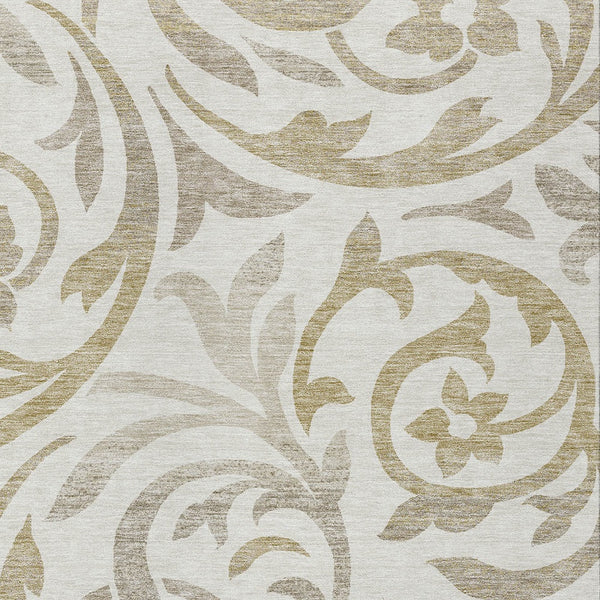Homeroots 3' Beige Taupe And Copper Floral Area Rug - Durable, Washable Design For Indoor And Outdoor Spaces 3' X 5' Polyester 585802
